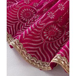 Babyhug Half Sleeves Sequenced Choli with Embroidered Lehenga and Dupatta Set - Fuschia