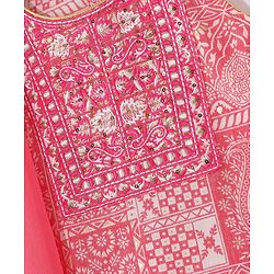 Babyhug Woven Sleeveless Kurti & Churidar Set with Dupatta Ajrakh Print - Pink