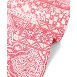 Babyhug Woven Sleeveless Kurti & Churidar Set with Dupatta Ajrakh Print - Pink