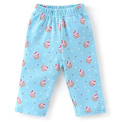 Babyhug Cotton Knit Full Sleeves Night Suit With Cup Cake Print - Blue