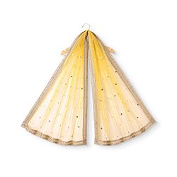 Babyhug  Brocade Sleeveless Floral Printed Choli Lehenga Set with Dupatta - Yellow