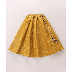 Babyhug  Brocade Sleeveless Floral Printed Choli Lehenga Set with Dupatta - Yellow