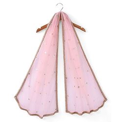 Babyhug Short Sleeve Floral Embroidered Lehenga Choli and Dupatta Set - Pink