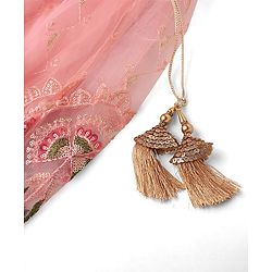 Babyhug Short Sleeve Floral Embroidered Lehenga Choli and Dupatta Set - Pink