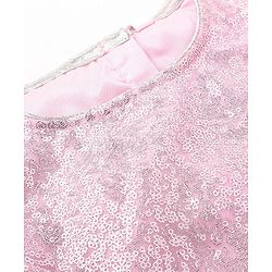 Babyhug Half Sleeve Sequined Choli Lehenga and Dupatta Set - Light Pink