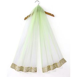 Babyhug Short Sleeve Sequined with Zari Embroidered Choli Lehenga  and Dupatta Set - Lime Green