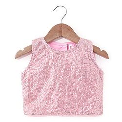 Babyhug Half Sleeveless Sequenced Choli & Lehenga with Dupatta Set - Pink