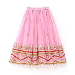 Babyhug Half Sleeveless Sequenced Choli & Lehenga with Dupatta Set - Pink