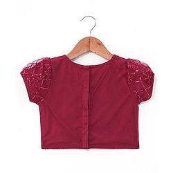 Babyhug Half Sleeves Sequenced Choli & Lehenga  with Dupatta Set - Maroon
