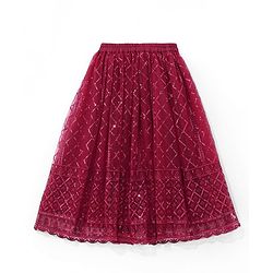 Babyhug Half Sleeves Sequenced Choli & Lehenga  with Dupatta Set - Maroon