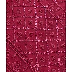 Babyhug Half Sleeves Sequenced Choli & Lehenga  with Dupatta Set - Maroon