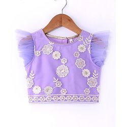 Babyhug Woven Half Sleeves Floral Sequenced Choli With Embroidered Lehenga And Dupatta Set - Purple