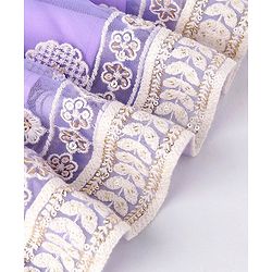 Babyhug Woven Half Sleeves Floral Sequenced Choli With Embroidered Lehenga And Dupatta Set - Purple