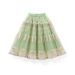 Babyhug Sleeveless Zari Embroidered Choli Lehenga & Dupatta Set - Green