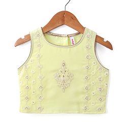 Babyhug Sleeveless Choli with Thread Embroidered Lehenga  and Dupatta Set - Yellow