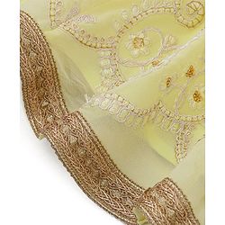 Babyhug Sleeveless Choli with Thread Embroidered Lehenga  and Dupatta Set - Yellow