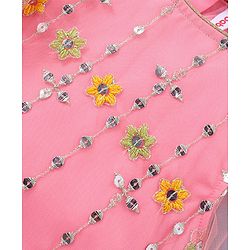 Babyhug Half Sleeves Embroidered Choli with Embroidered Lehenga and Dupatta Set  - Peach