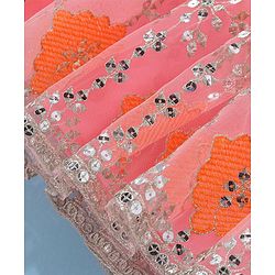 Babyhug Half Sleeves Embroidered Choli with Embroidered Lehenga and Dupatta Set  - Peach