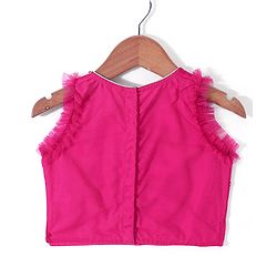 Babyhug Sleeveless Zari with Sequenced Choli with  Embroidered Lehenga  and Dupatta Set - Fuschia