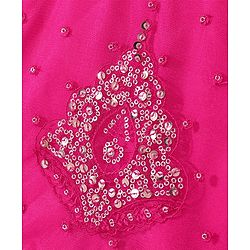 Babyhug Sleeveless Zari with Sequenced Choli with  Embroidered Lehenga  and Dupatta Set - Fuschia
