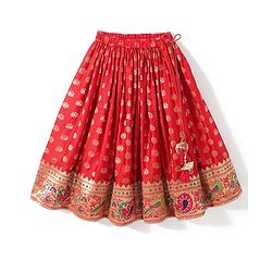 Babyhug Half Sleeves Brocade Choli with Lehenga and Dupatta Set - Maroon