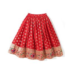 Babyhug Half Sleeves Brocade Choli with Lehenga and Dupatta Set - Maroon