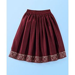 Babyhug  Sleeveless Foil Printed Long Kurta with Lehenga and Dupatta - Maroon