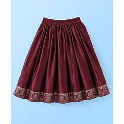 Babyhug  Sleeveless Foil Printed Long Kurta with Lehenga and Dupatta - Maroon