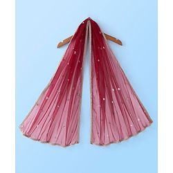 Babyhug  Sleeveless Foil Printed Long Kurta with Lehenga and Dupatta - Maroon
