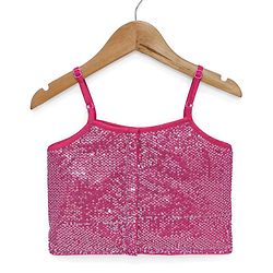 Babyhug Sleeveless Sequenced Choli with Net Lehenga and Embroidered Jacket Set - Hot Pink