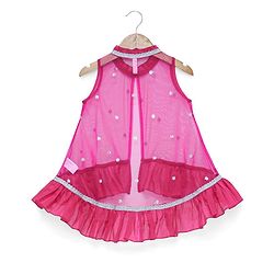 Babyhug Sleeveless Sequenced Choli with Net Lehenga and Embroidered Jacket Set - Hot Pink