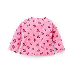Babyhug Interlock Cotton Knit Full Sleeves Floral Print Night Suit- Pink