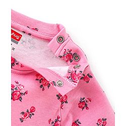 Babyhug Interlock Cotton Knit Full Sleeves Floral Print Night Suit- Pink