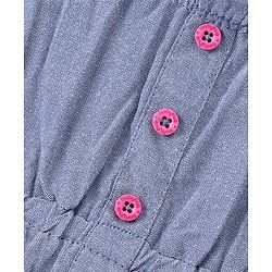 Babyhug Cotton Knit Cold Shoulder Sleeves Frock with Floral Print - Navy Blue