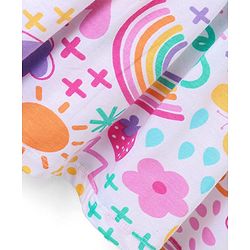 Babyhug 100% Cotton Knit Full Sleeves Frock & Bloomer With Rainbow Print - White & Pink
