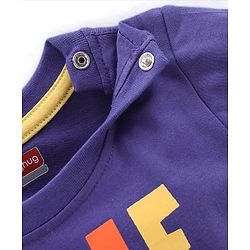 Babyhug 100% Cotton Knit Full Sleeves T-Shirt with Text Graphics - Violet