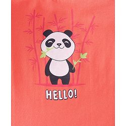 Babyhug 100% Cotton Knit Full Sleeves T-Shirt with Panda Graphics - Light Red