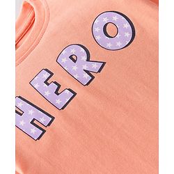Babyhug 100% Cotton Knit Full Sleeves T-Shirt with Text Graphics - Light Orange