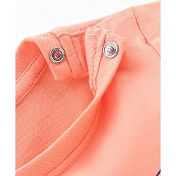Babyhug 100% Cotton Knit Full Sleeves T-Shirt with Text Graphics - Light Orange