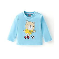 Babyhug Cotton Knit Full Sleeves T-Shirt with Bear Graphics Print - Blue