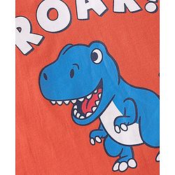 Babyhug Cotton Knit Half Sleeves T-Shirt with Dino Graphics Print - Light Orange