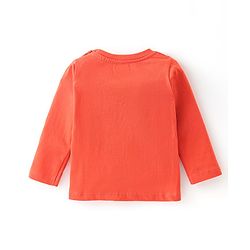 Babyhug Cotton Knit Half Sleeves T-Shirt with Dino Graphics Print - Light Orange