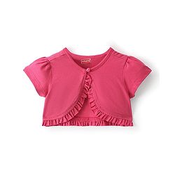 Babyhug Half Sleeves Shrug with Frock Butterfly Printed - Blue & Pink