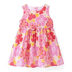 Babyhug Poplin Half Sleeves Shrug with Frock - White & Pink