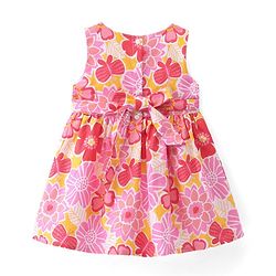 Babyhug Poplin Half Sleeves Shrug with Frock - White & Pink