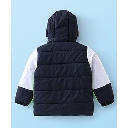 Babyhug Woven Full Sleeves Hoodies Text Print - Black White & Green