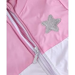 Babyhug Woven Full Sleeves Hooded Jacket Solid Colour - Pink White & Orange