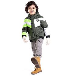Babyhug Woven Full Sleeves Hooded Jacket Striped - Green