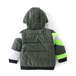 Babyhug Woven Full Sleeves Hooded Jacket Striped - Green