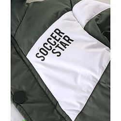 Babyhug Woven Full Sleeves Hooded Jacket Striped - Green